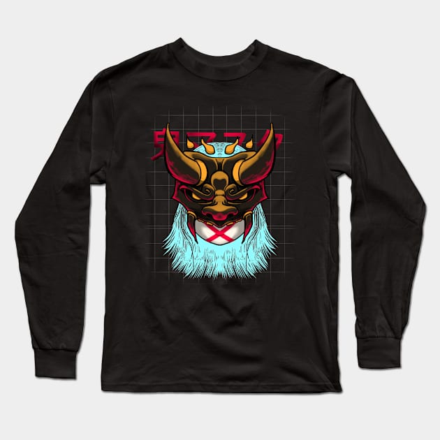 Illustration of Oni Mask with no face Long Sleeve T-Shirt by fandi.creations